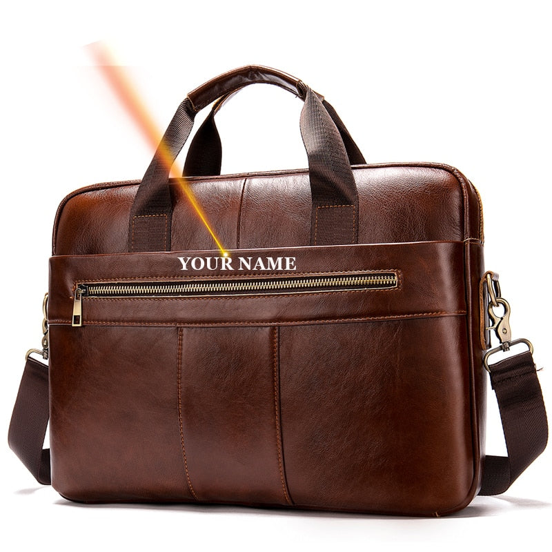 Genuine Leather Men Briefcase Bag