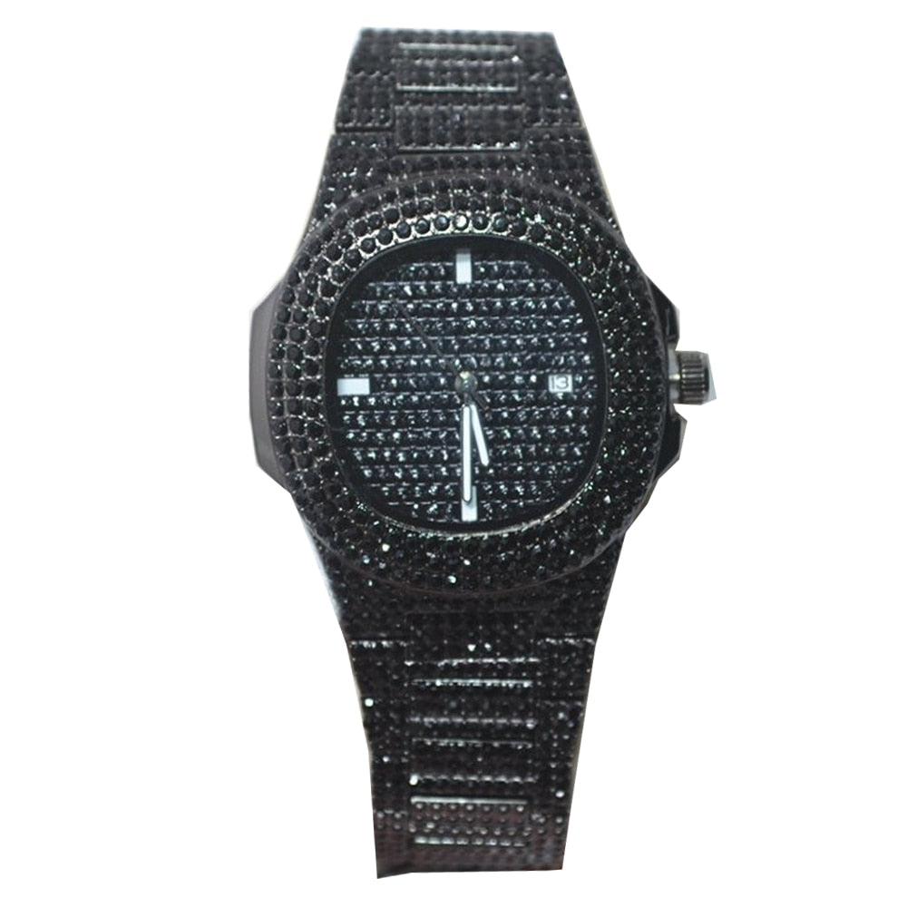 Unisex Luxury Iced Out Quartz Micro Pave CZ Wrist Watch