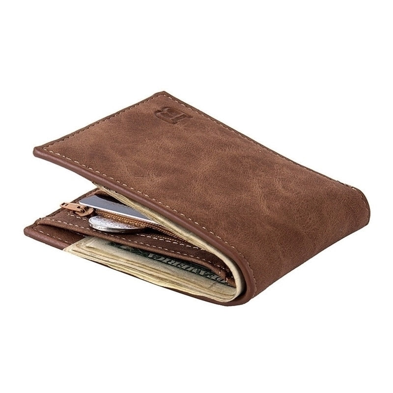 Men Small Slim Black And Brown Leather Wallet