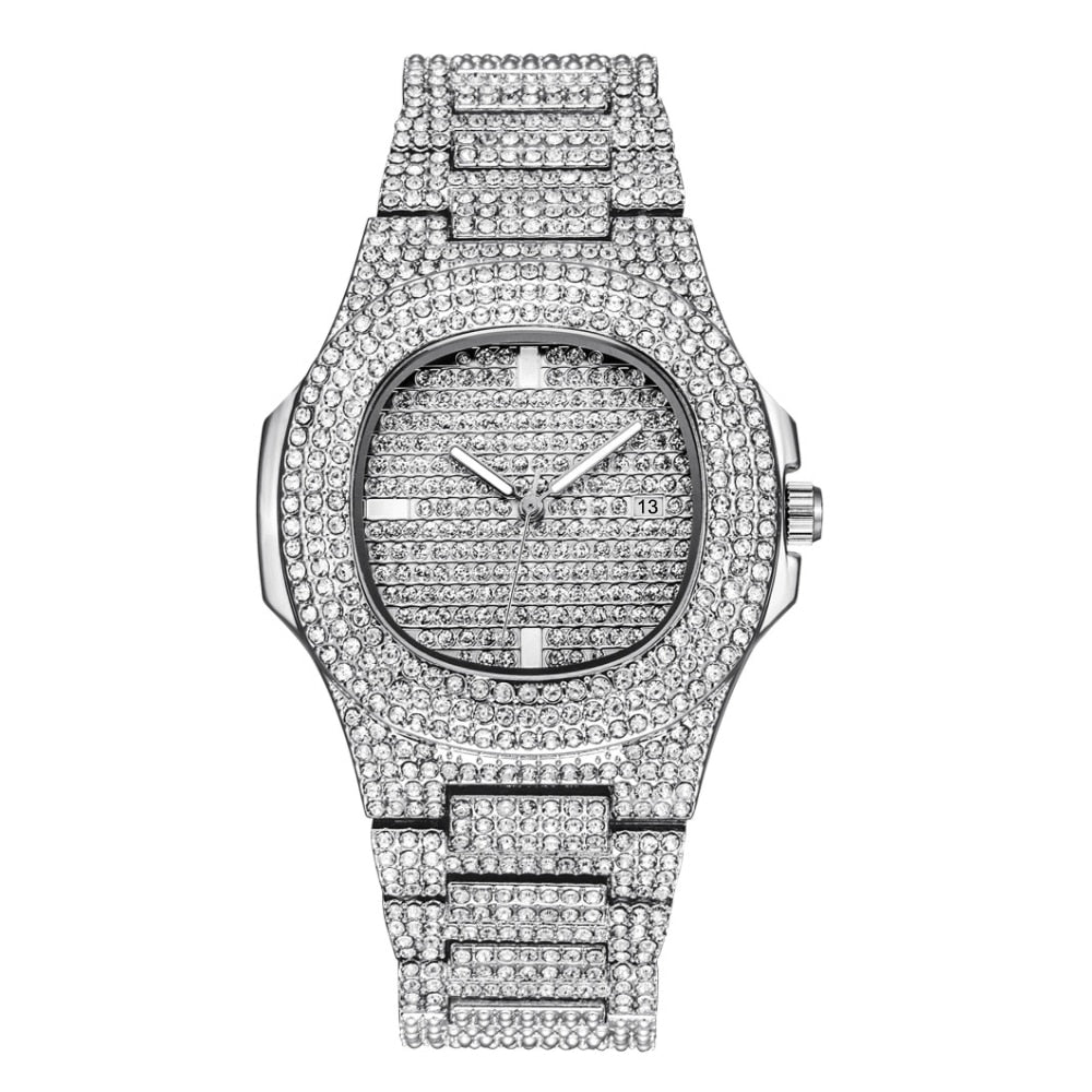 Unisex Luxury Iced Out Quartz Micro Pave CZ Wrist Watch