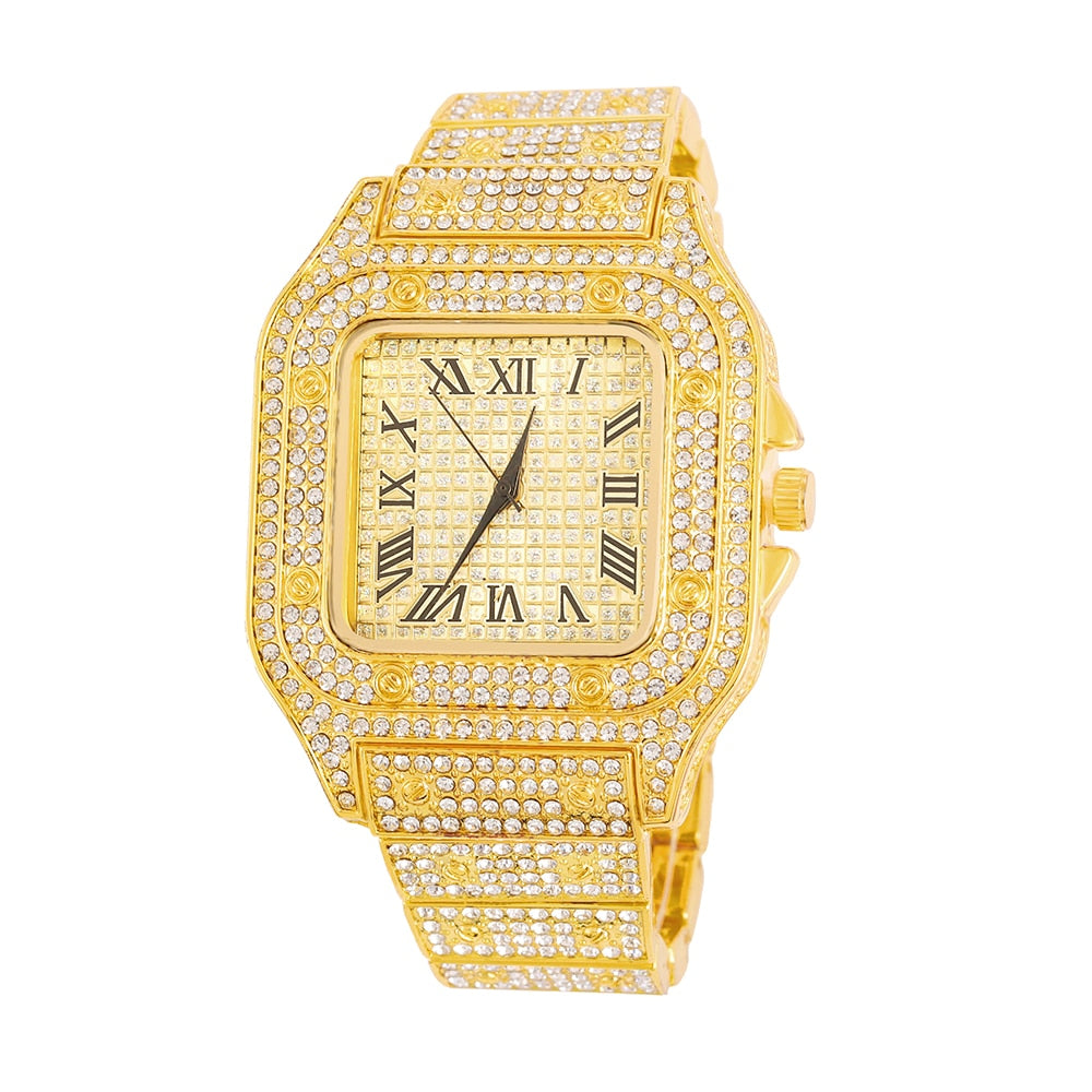 Unisex Luxury Iced Out Quartz Micro Pave CZ Wrist Watch