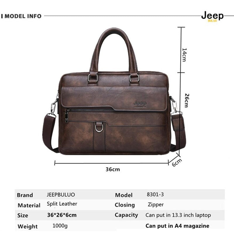 Men Genuine Leather Business Office Bag