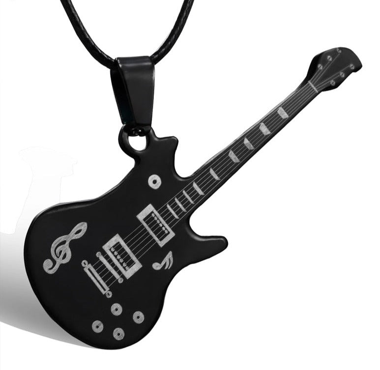 Leather Chain  Leather  Guitar Necklace  Guitar Chain  Gift For Him  Gift For Her  Fathers Day Gift  Christmas Gift  Birthday Gift