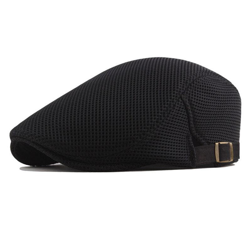 Cotton Adjustable Mesh Beret Flat Cap For Men