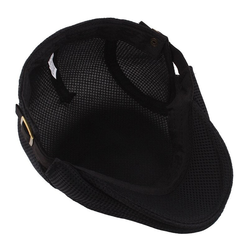 Cotton Adjustable Mesh Beret Flat Cap For Men