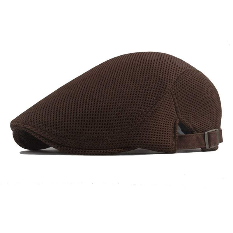 Cotton Adjustable Mesh Beret Flat Cap For Men