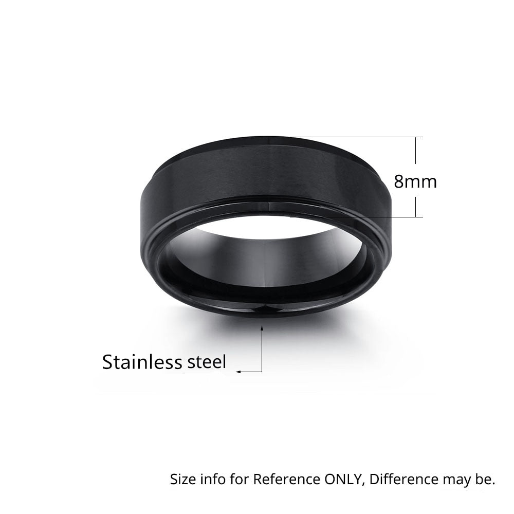 Personalized Engrave Tungsten Steel Men Black Stainless Steel Ring