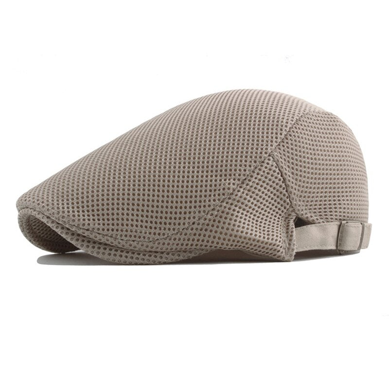 Cotton Adjustable Mesh Beret Flat Cap For Men