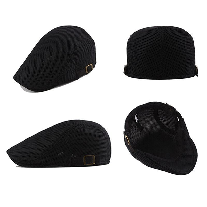 Cotton Adjustable Mesh Beret Flat Cap For Men