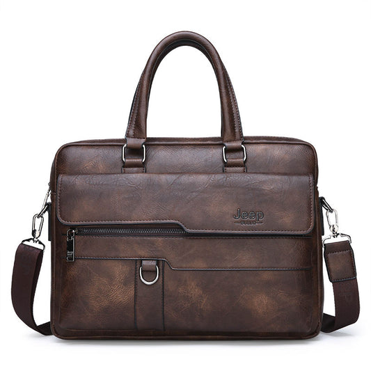 Men Genuine Leather Business Office Bag