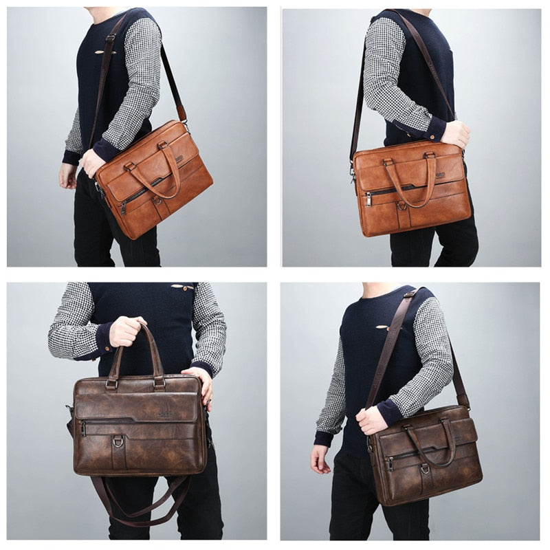 Men Genuine Leather Business Office Bag