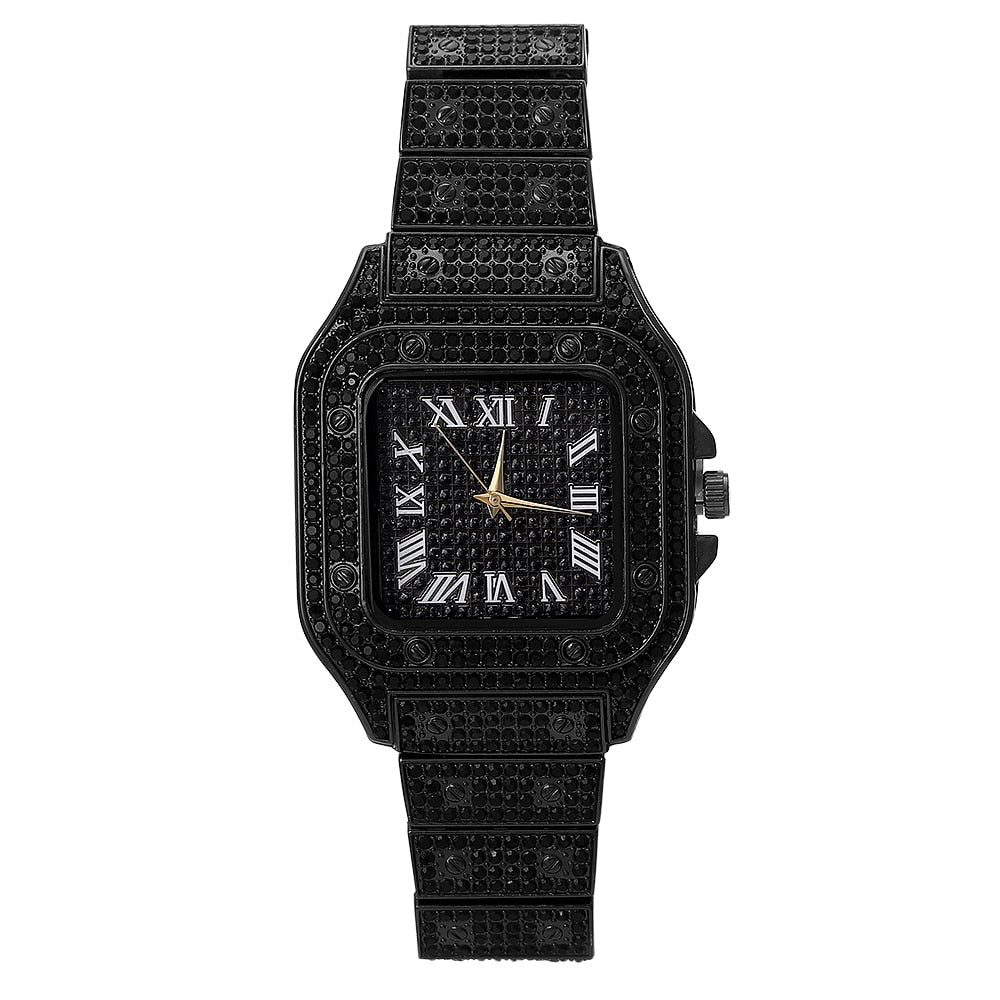 Unisex Luxury Iced Out Quartz Micro Pave CZ Wrist Watch