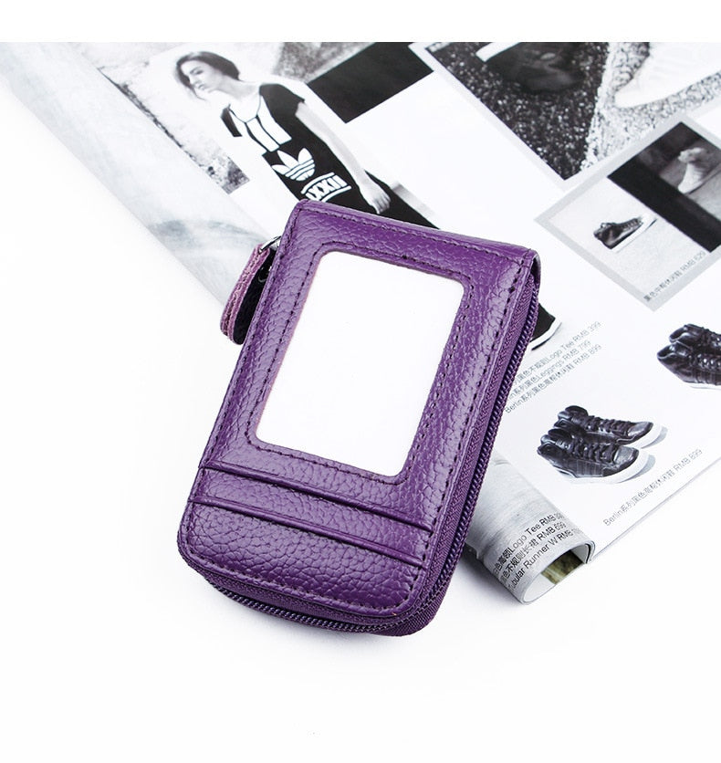 Men Women Genuine Leather RFID Card Holder Wallet