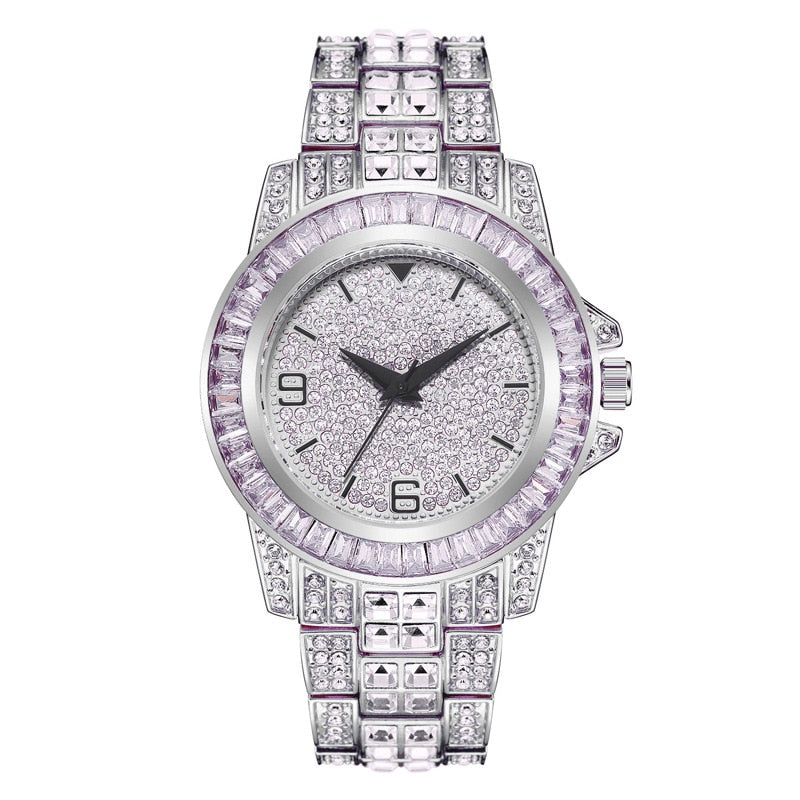 Unisex Luxury Iced Out Quartz Micro Pave CZ Wrist Watch