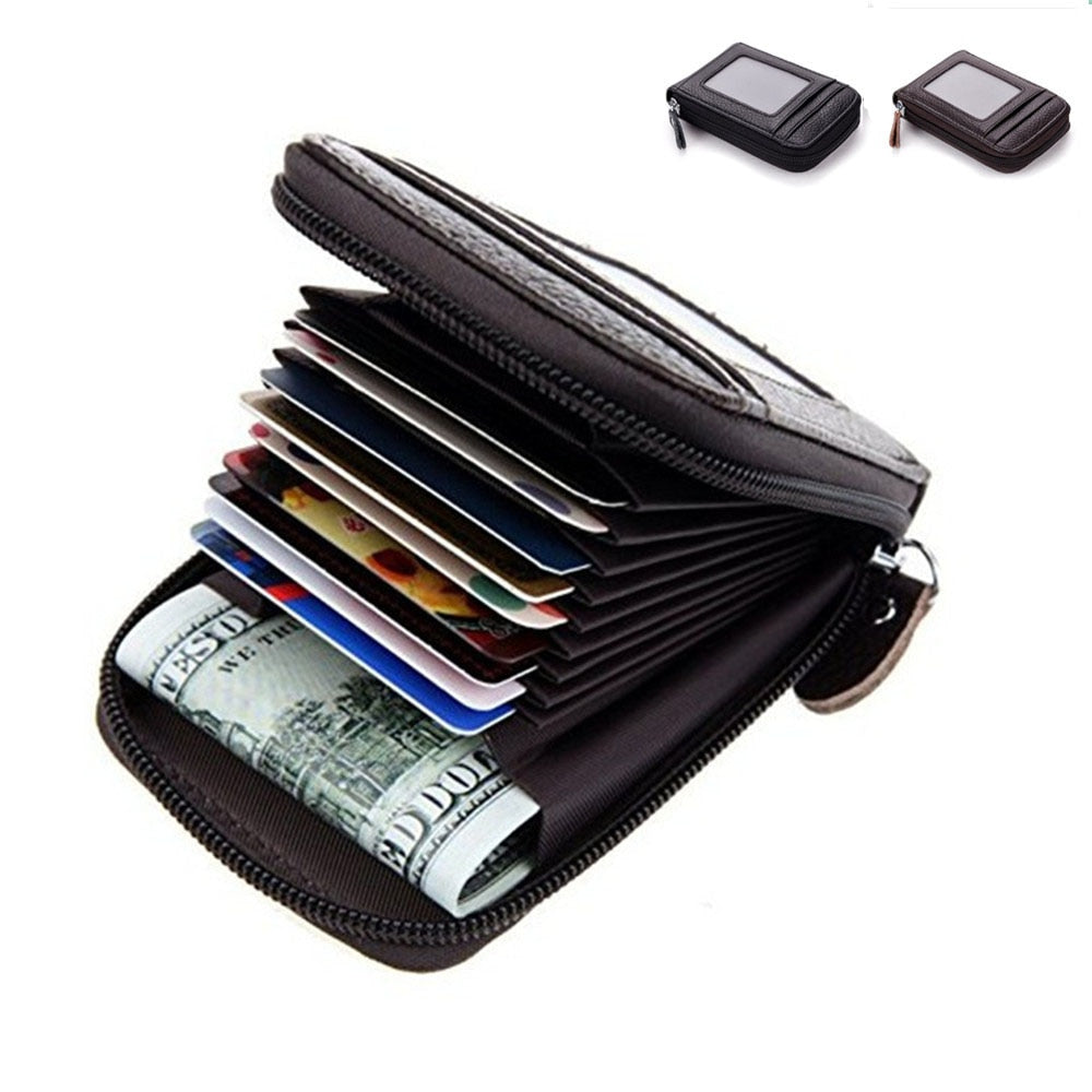 Men Women Genuine Leather RFID Card Holder Wallet