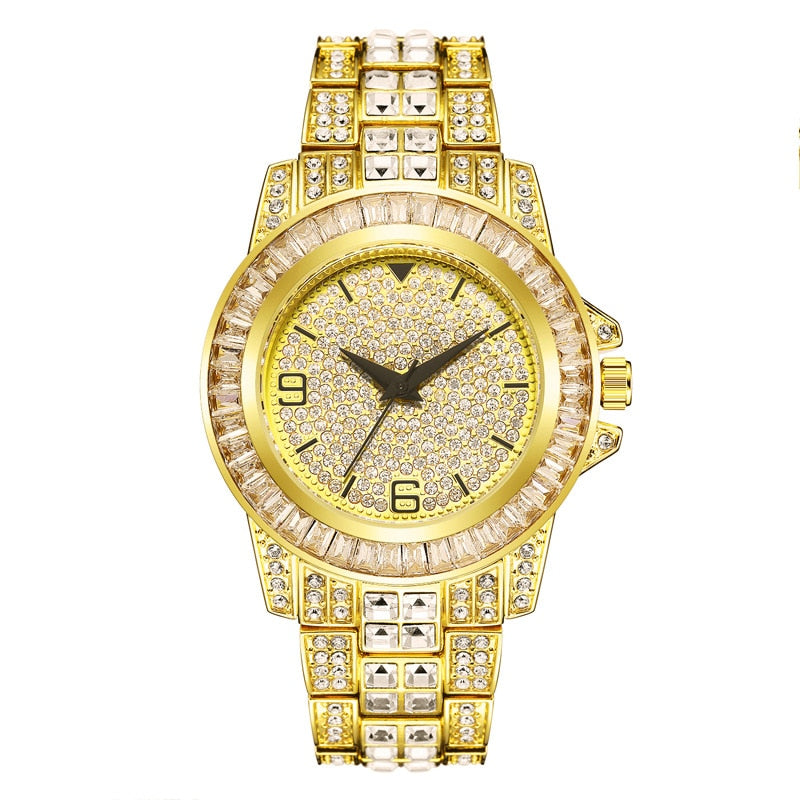 Unisex Luxury Iced Out Quartz Micro Pave CZ Wrist Watch