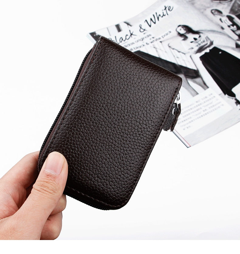 Men Women Genuine Leather RFID Card Holder Wallet