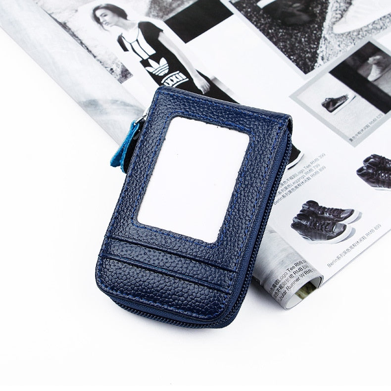 Men Women Genuine Leather RFID Card Holder Wallet