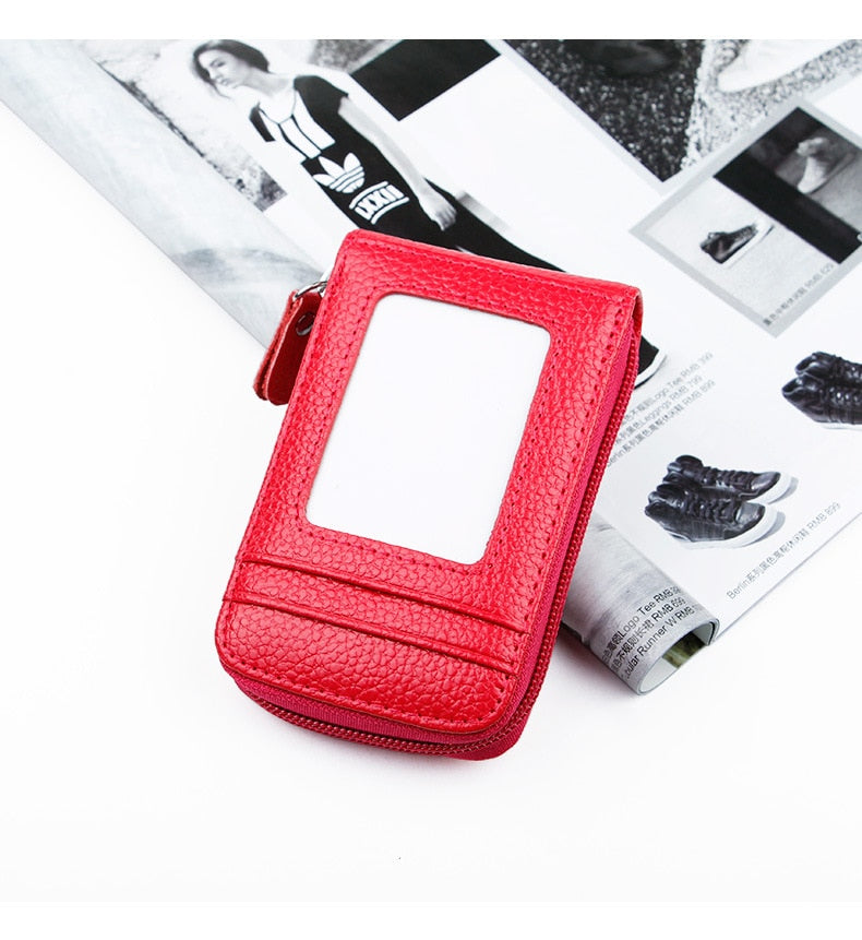 Men Women Genuine Leather RFID Card Holder Wallet