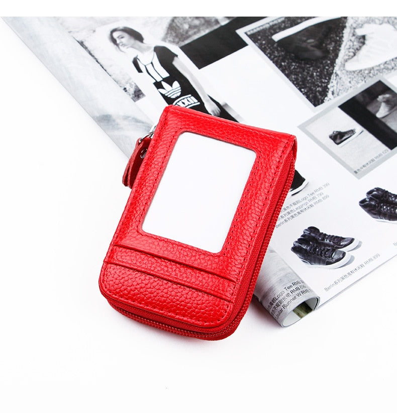 Men Women Genuine Leather RFID Card Holder Wallet