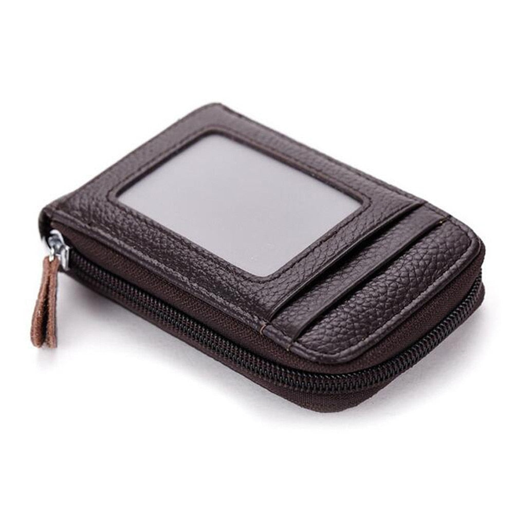 Men Women Genuine Leather RFID Card Holder Wallet