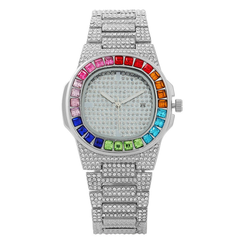 Unisex Luxury Iced Out Quartz Micro Pave CZ Wrist Watch