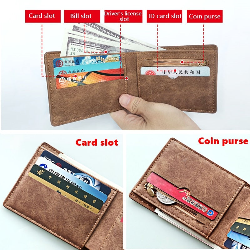 Men Leather Wallet Money Credit Card Holder